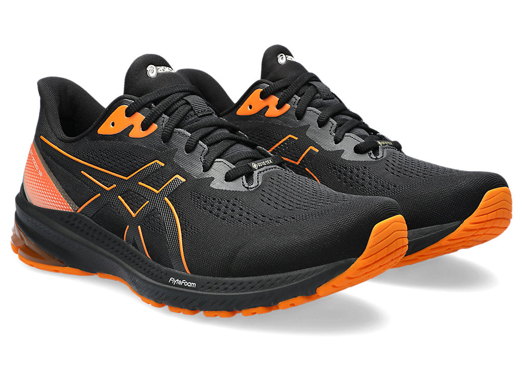 Asics Men's GT-1000 12 GTX Running Shoes in Black/Bright Orange