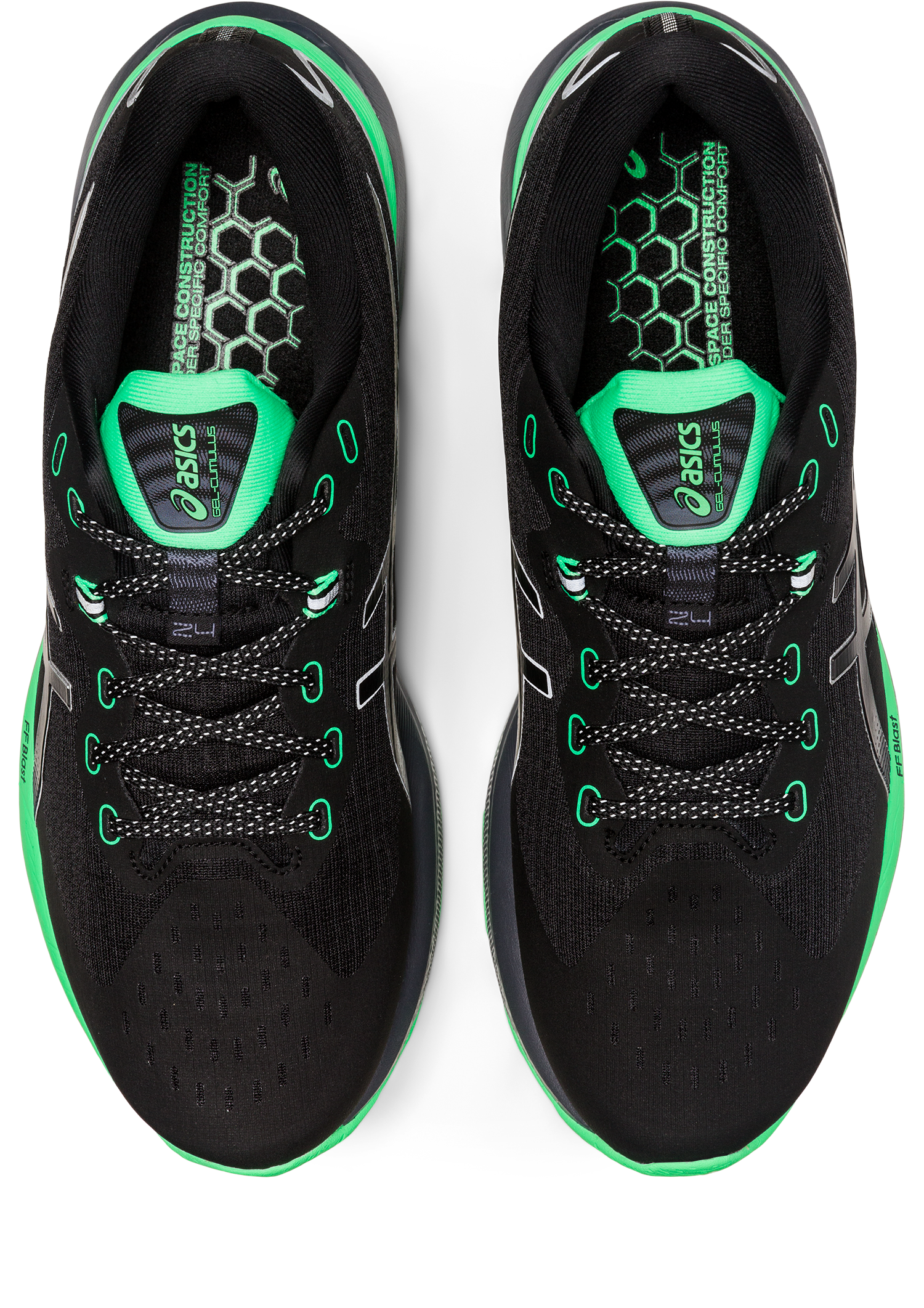 Asics Men's Gel-Cumulus 24 Lite-Show Running Shoes in Black/New Leaf