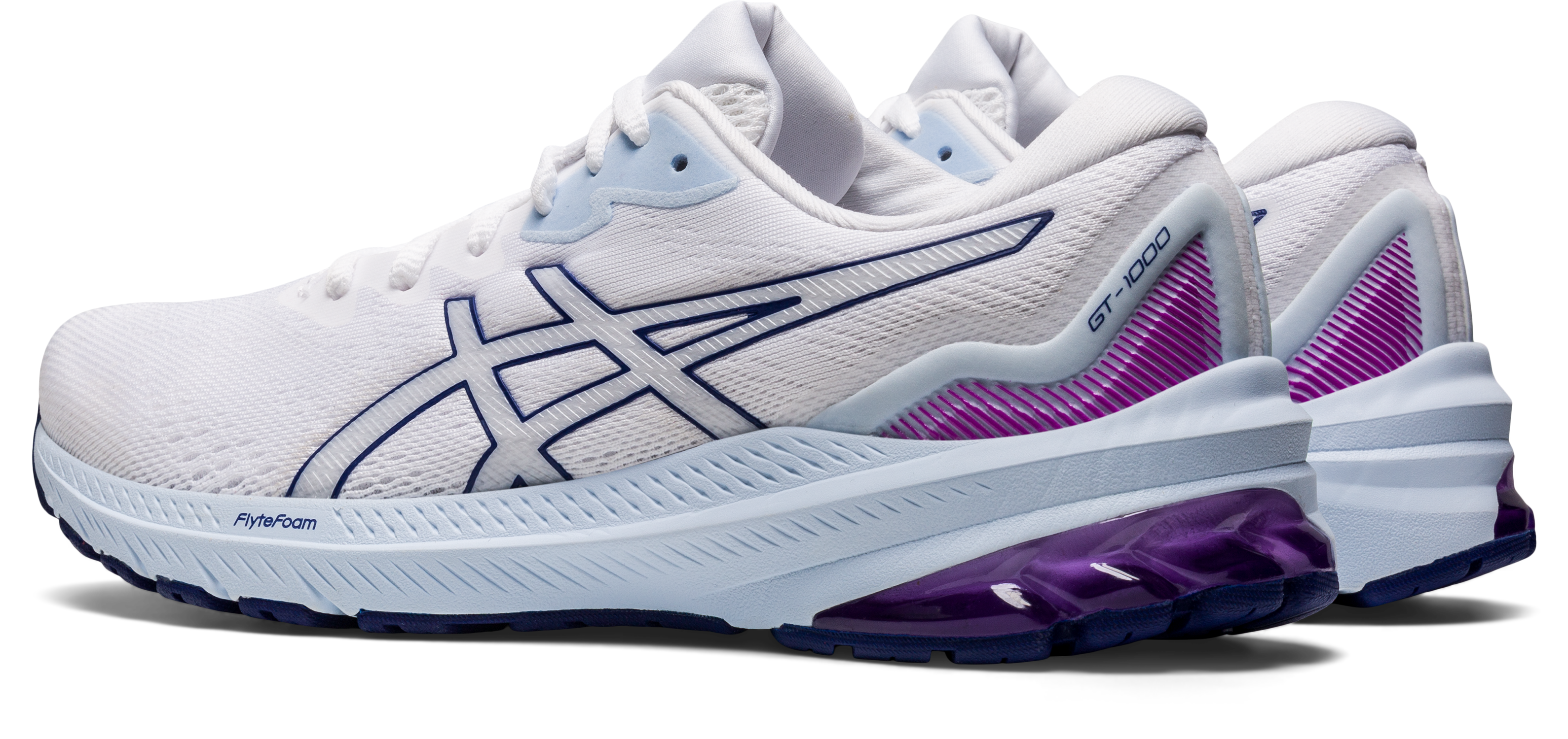 Asics Women's GT-1000 11 Running Shoes in White/Dive Blue