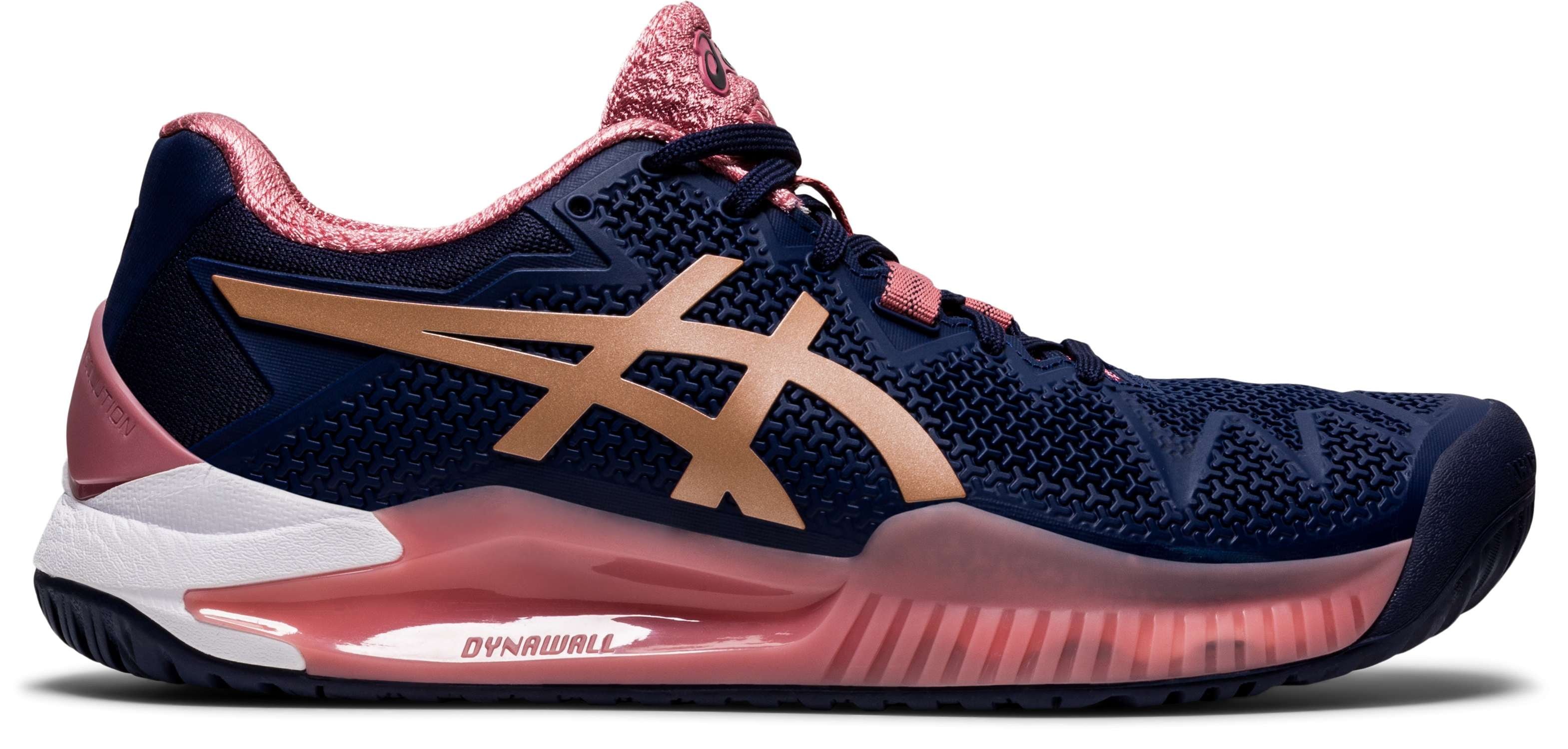 Shop Asics Women s Gel Resolution 8 Tennis Shoes In Peacoat Rose Gold ATR Sports