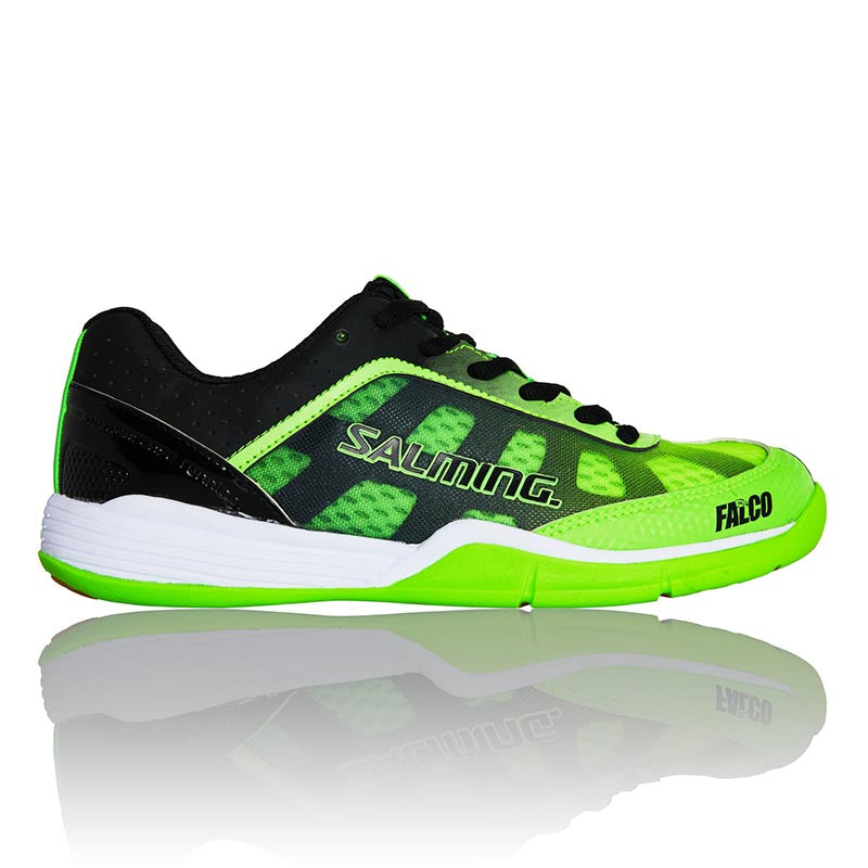 Salming Kid's Falco Indoor Court Shoes in Fluro Green/Black - atr-sports
