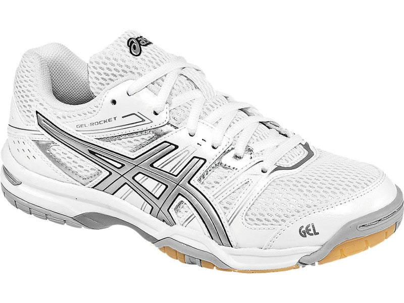 Asics Women's Gel-Rocket 6 Indoor Court Shoes in White/Silver - atr-sports
