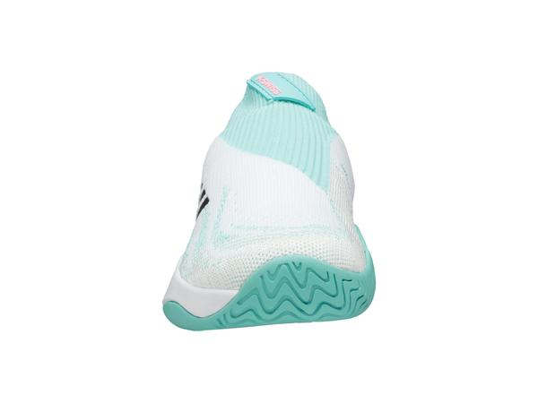K-Swiss Women's W Aero Knit Tennis Shoes in White/Aruba Blue/Soft Neon Pink