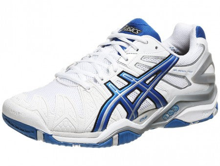 Asics Men's Gel-Resolution 5 Grass Court Tennis Shoes in White/Royal Blue/Lightning - atr-sports