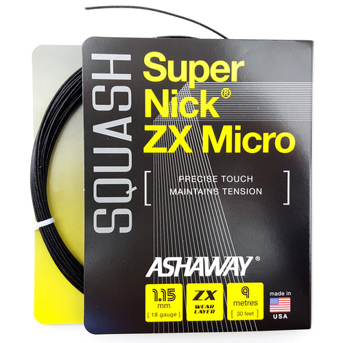 Ashaway Supernick ZX Micro 18 Squash String Set - Black - atr-sports