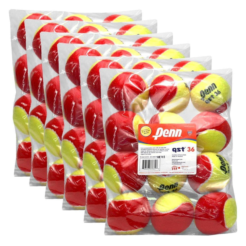 Penn QST 36 Red/Yellow FELT Ball - 72 Ball Case - Tennis Ball - Penn - ATR Sports