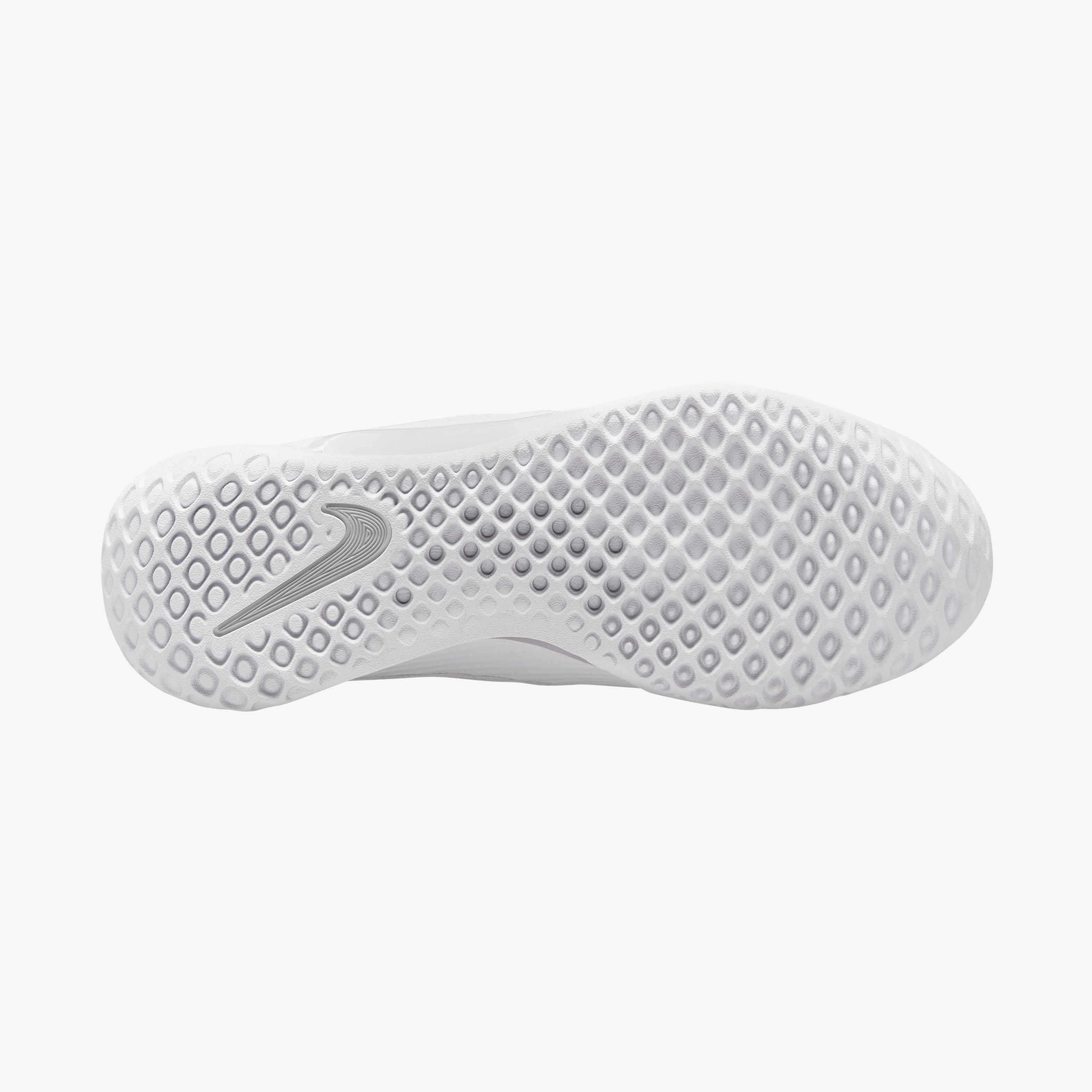 Nike Women's Zoom Court NXT Tennis Shoes in White/Metallic Silver-Grey Fog