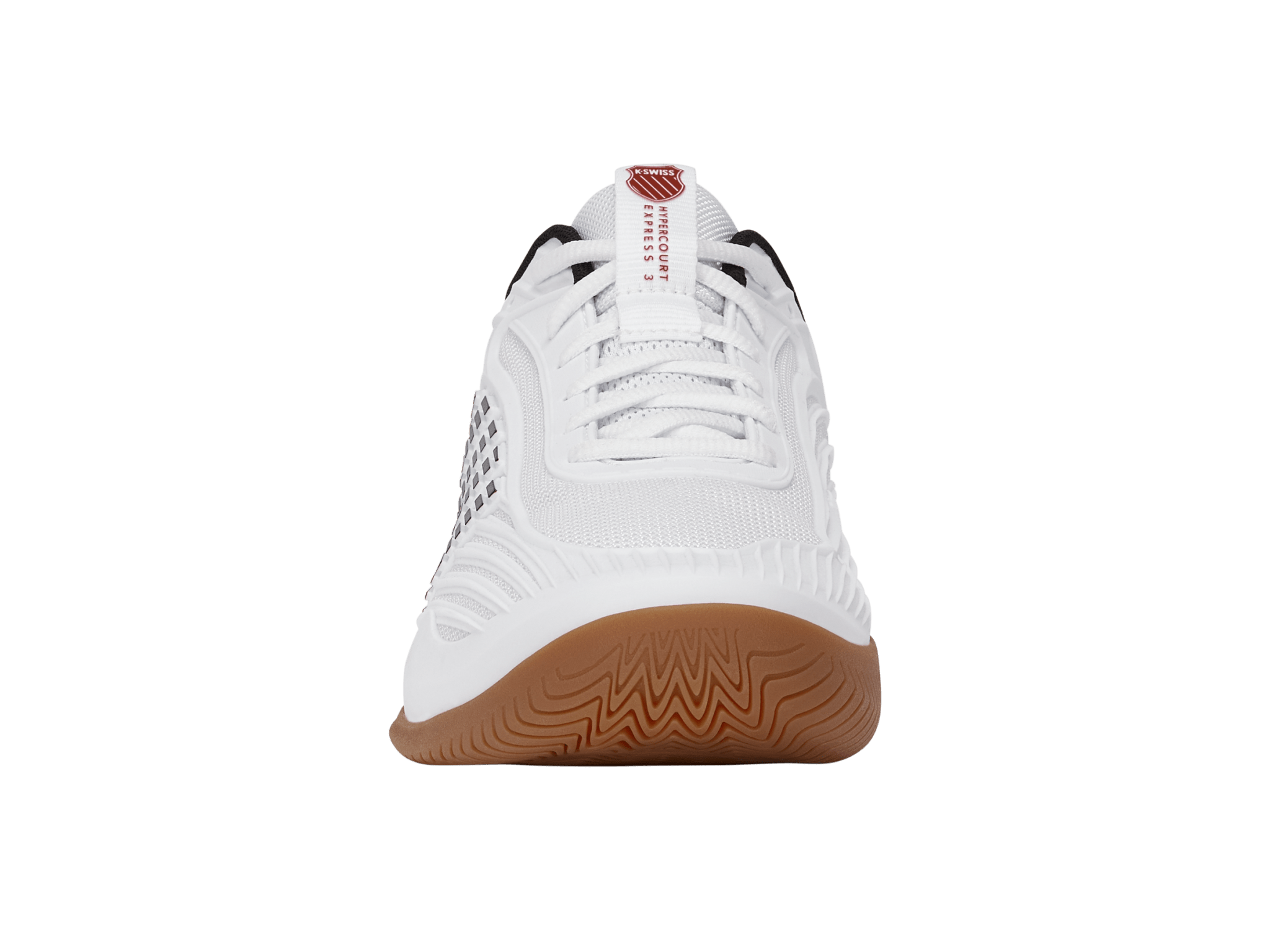K-Swiss Men's Hypercourt Express 3 Indoor Tennis Shoes in White/Black/High Risk Red – White/Black/High Risk Red