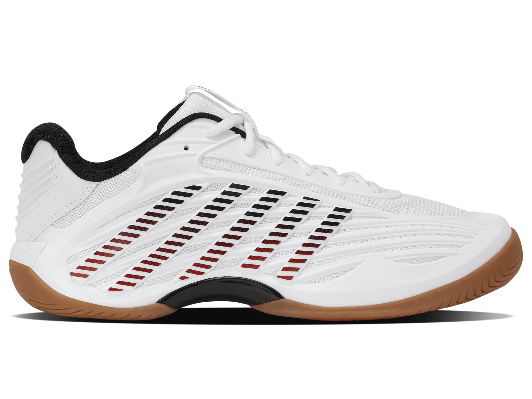 K-Swiss Men's Hypercourt Express 3 Indoor Tennis Shoes in White/Black/High Risk Red – White/Black/High Risk Red