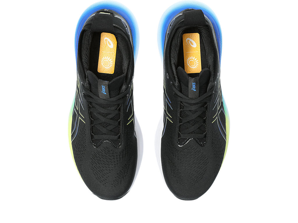 Asics Men's GEL-NIMBUS 25 Running Shoes in Black/Glow Yellow