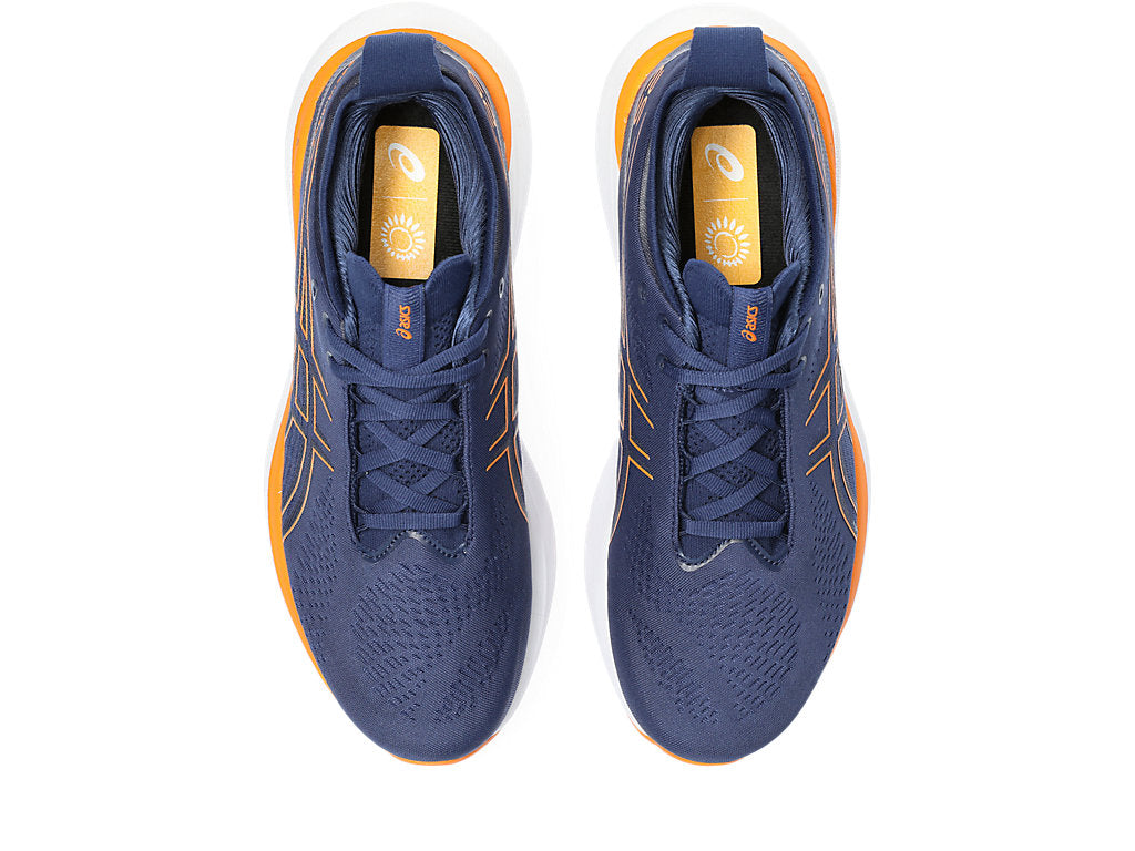 Asics Men's Gel-Nimbus 25 Wide (2E) Running Shoes In Deep Ocean/Bright Orange