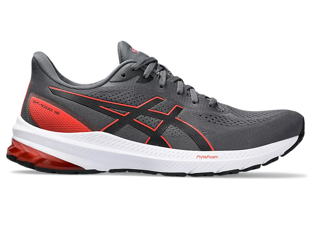 Asics Men's GT-1000 12 Wide (2E) Running Shoes in Carrier Grey/True Red