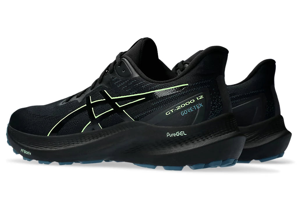 Asics Men's GT-2000 12 GTX Running Shoes in Black/Illuminate Green