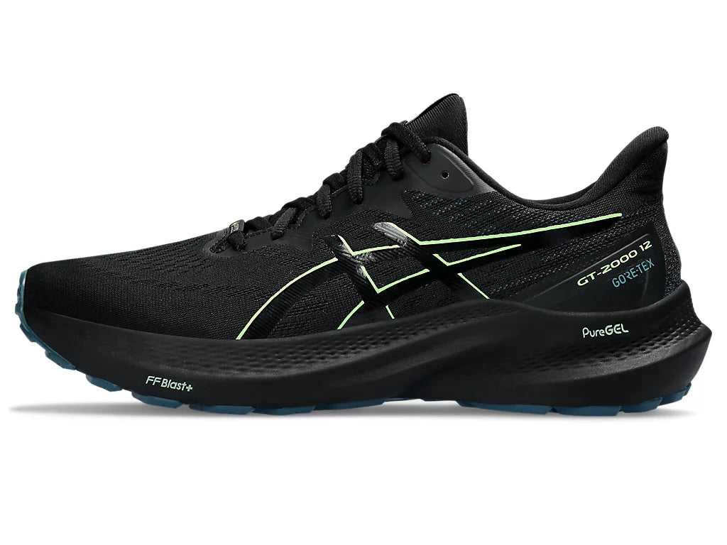 Asics Men's GT-2000 12 GTX Running Shoes in Black/Illuminate Green