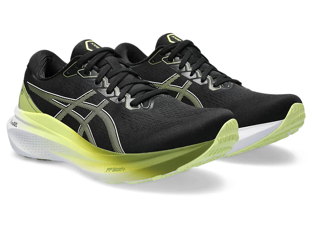 Asics Men's GEL-KAYANO 30 Extra wide (4E) Running Shoes in Black/Glow Yellow