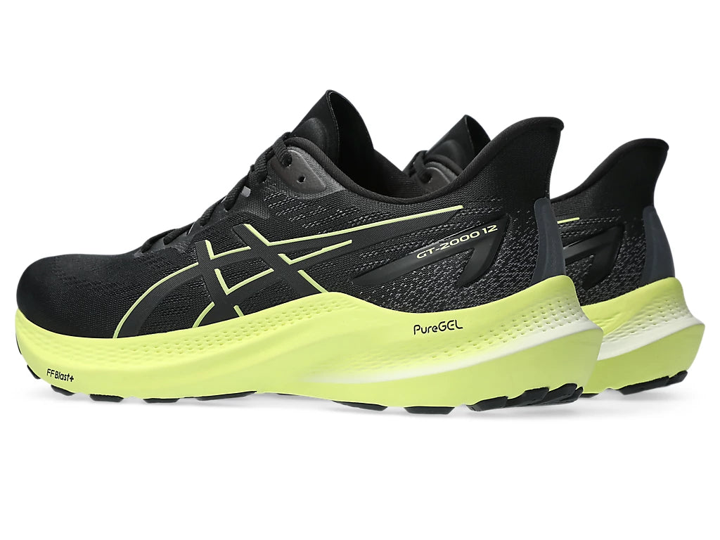 Asics Men's GT-2000 12 Running Shoes in Black/Glow Yellow