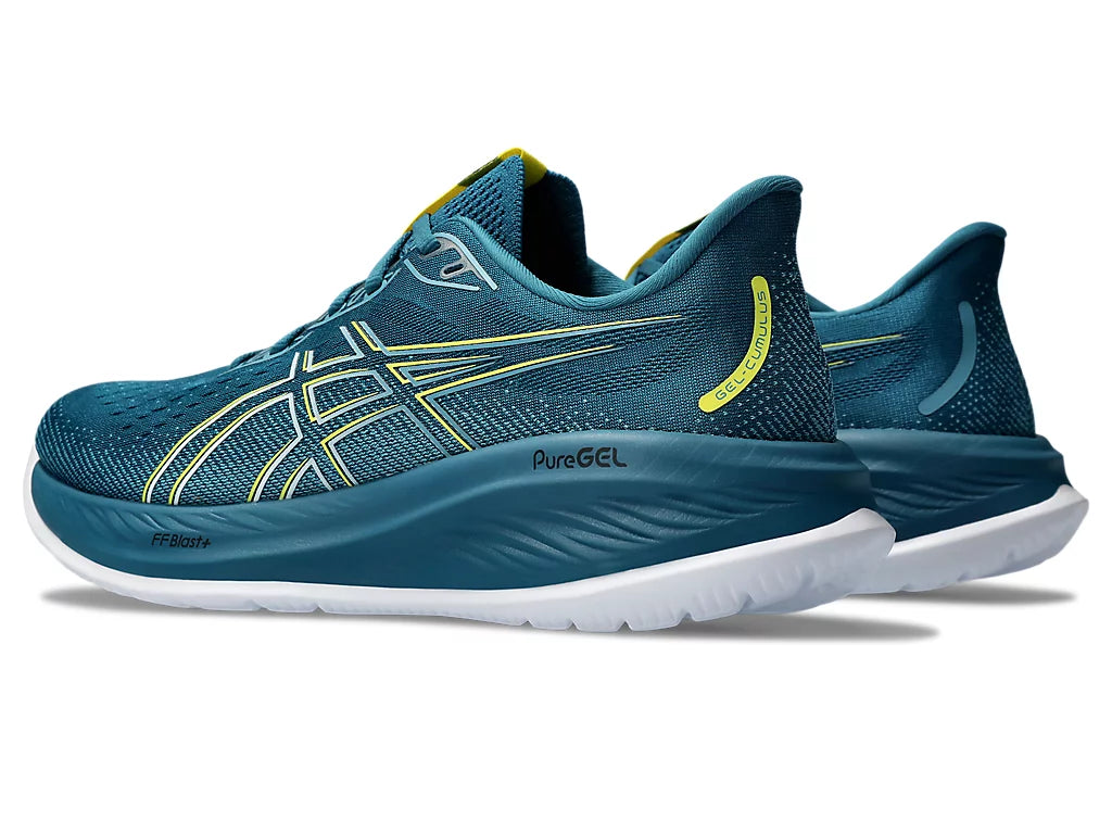 Asics Men's GEL-CUMULUS 26 Wide (2E) Running Shoes in Evening Teal/Bright Yellow