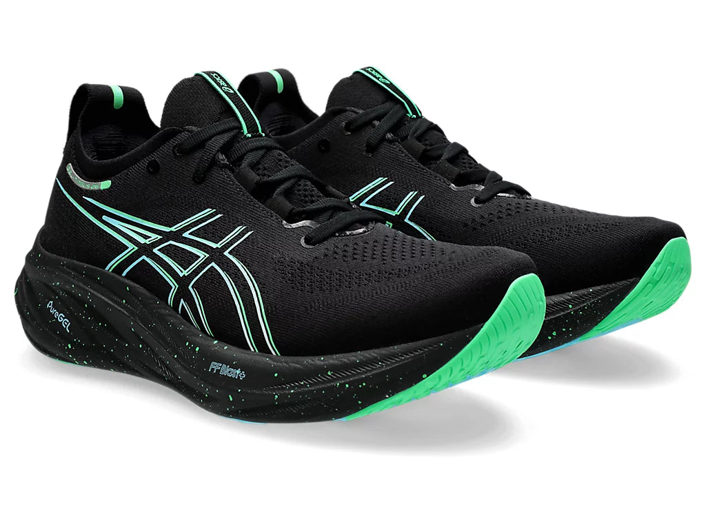 Asics Men's GEL-NIMBUS 26 Running Shoes in Black/Soothing Sea