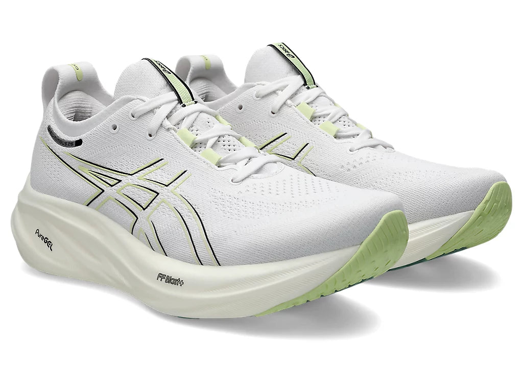 Asics Men's GEL-NIMBUS 26 Running Shoes in White/Birch