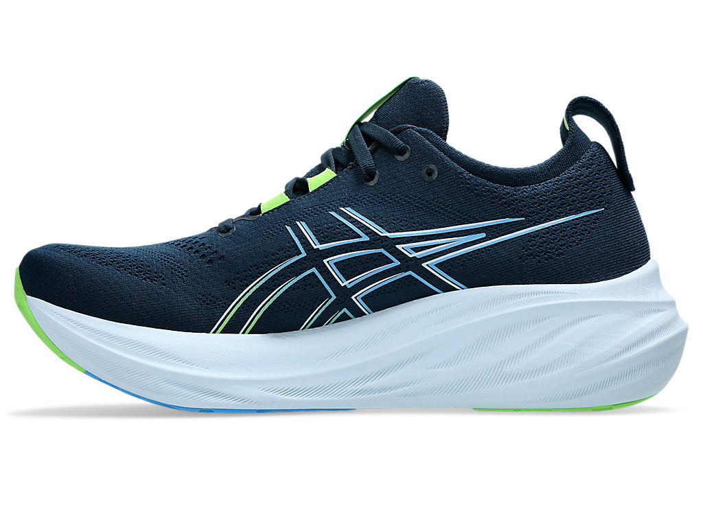 Asics Men's GEL-NIMBUS 26 Wide (2E) Running Shoes in French Blue/Electric Lime