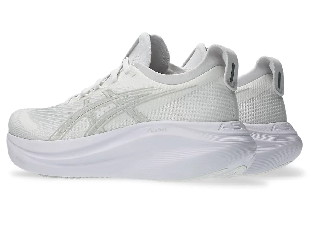 Asics Men's GEL-NIMBUS 27 Running Shoes in White/Glacier Grey