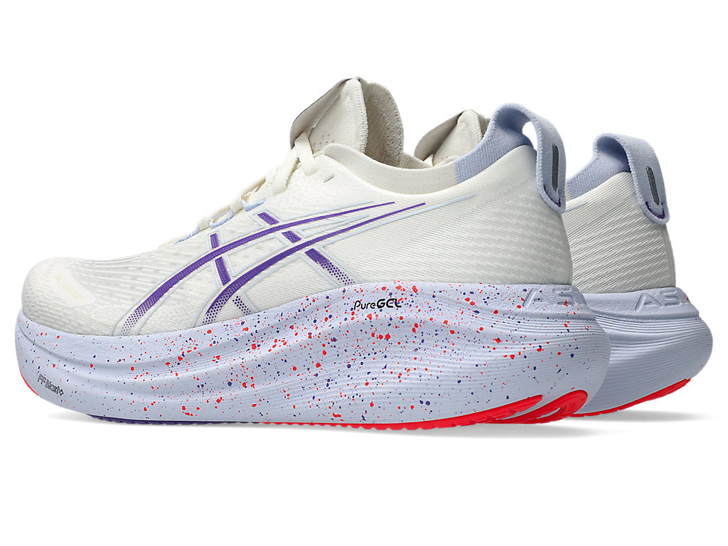 Asics Men's GEL-NIMBUS 27 TOKYO Running Shoes in Cream/Edo Purple
