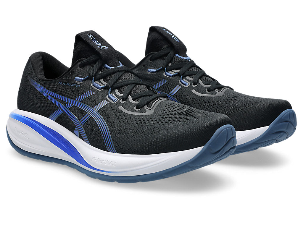 Asics Men's GEL-CUMULUS 28 Running Shoes in Black/Neon Blue