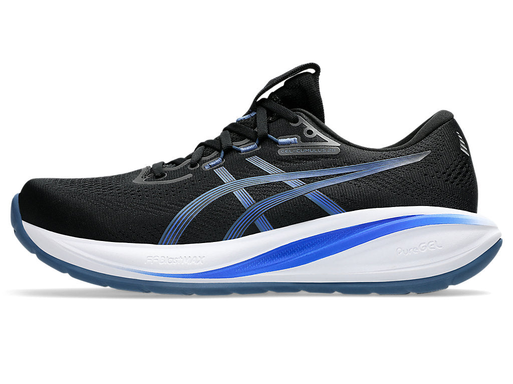 Asics Men's GEL-CUMULUS 28 Running Shoes in Black/Neon Blue