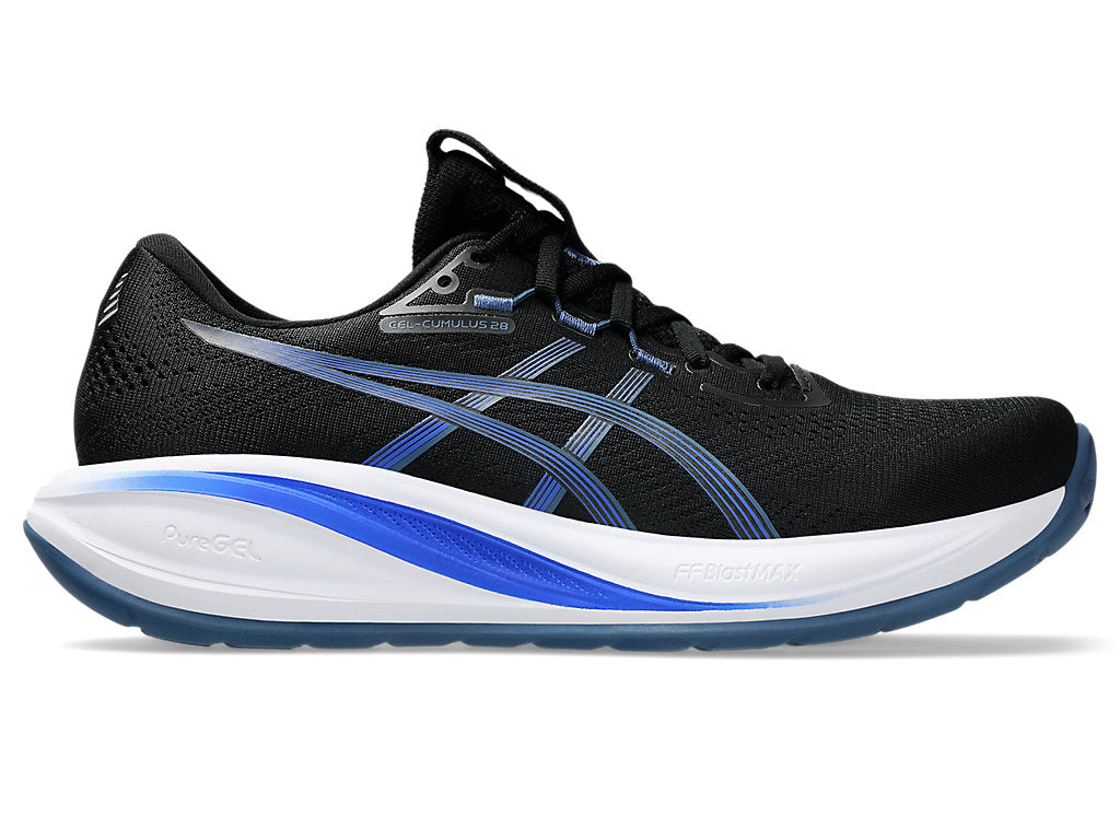 Asics Men's GEL-CUMULUS 28 Running Shoes in Black/Neon Blue