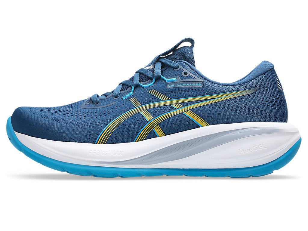 Asics Men's GEL-CUMULUS 28 Running Shoes in Twilight Blue/Yamabuki