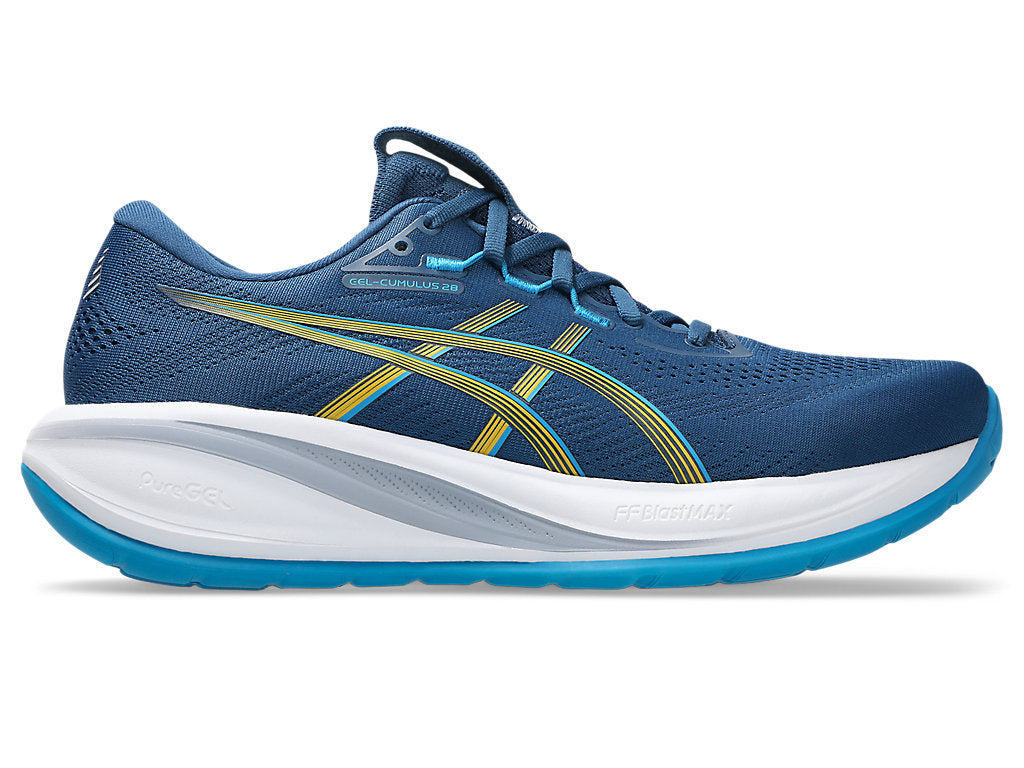 Asics Men's GEL-CUMULUS 28 Running Shoes in Twilight Blue/Yamabuki