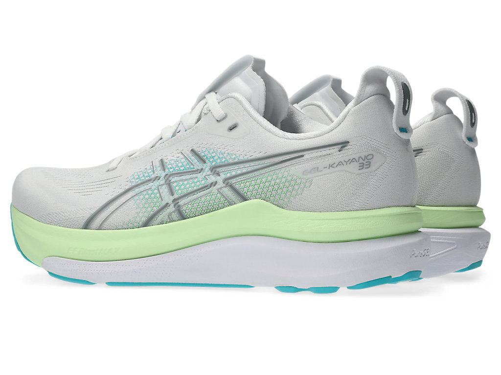 Asics Men's GEL-KAYANO 33 Running Shoes in White/Energy Aqua