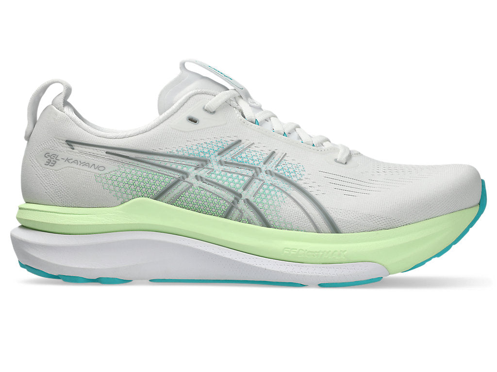 Asics Men's GEL-KAYANO 33 Running Shoes in White/Energy Aqua