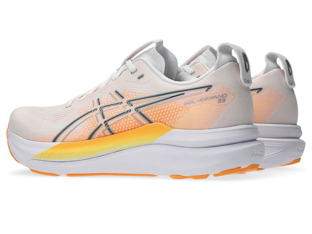Asics Men's GEL-KAYANO 33 Running Shoes in White/Stadium Orange