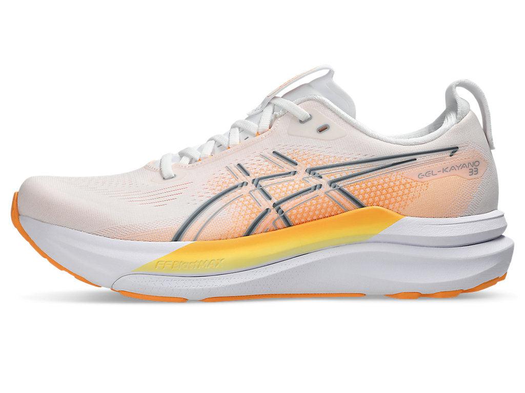Asics Men's GEL-KAYANO 33 Running Shoes in White/Stadium Orange