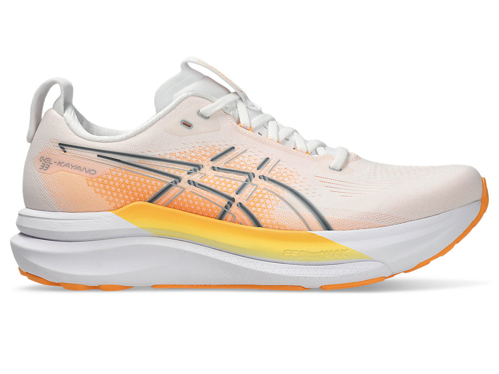Asics Men's GEL-KAYANO 33 Running Shoes in White/Stadium Orange