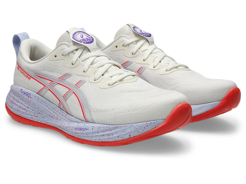 Asics Men's GEL-CUMULUS 27 TOKYO Running Shoes in Cream/Edo Purple