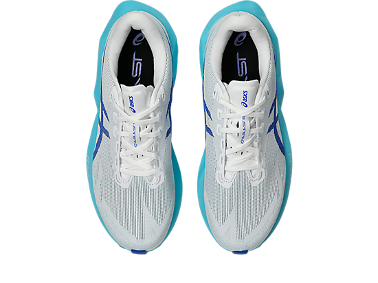 Asics Men's NOVABLAST 6 Running Shoes in White/Energy Aqua