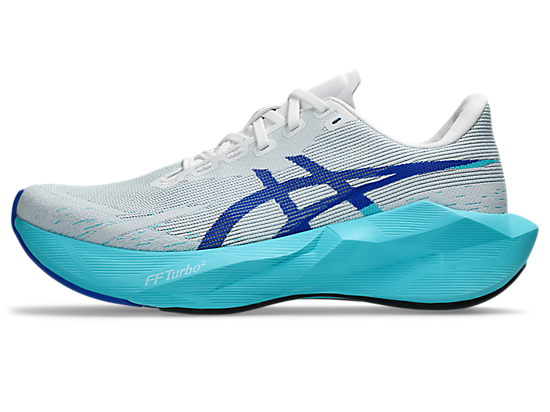Asics Men's NOVABLAST 6 Running Shoes in White/Energy Aqua