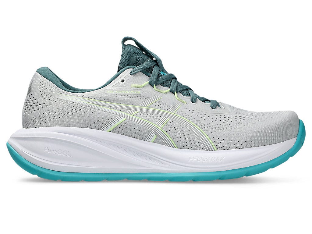 Asics Men's GEL-CUMULUS 28 Running Shoes in Cloud Grey/Energy Aqua