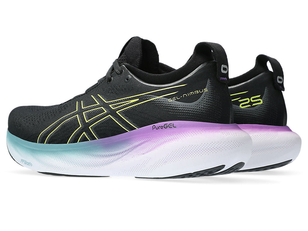 Asics Women's GEL-NIMBUS 25 Running Shoes in Black/Glow Yellow