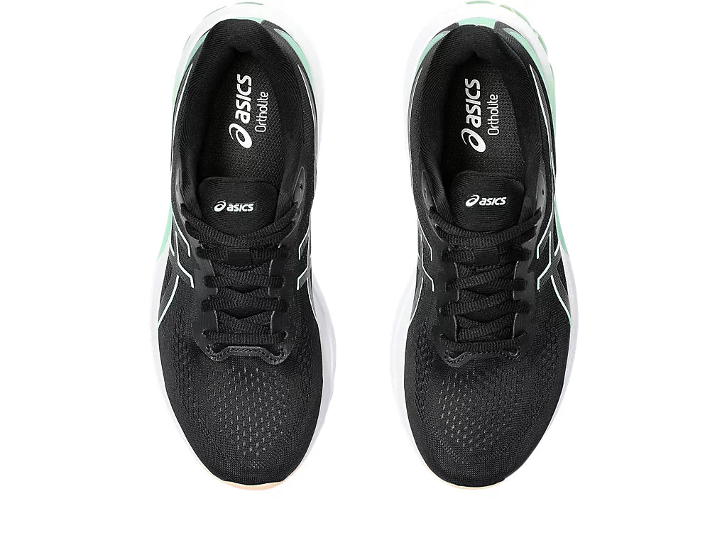 Asics Women's GT-1000 12 Wide (D) Running Shoes in Black/Mint Tint