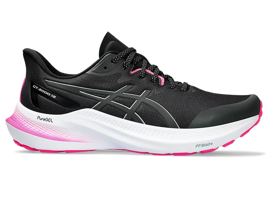 Asics Women's GT-2000 12 LITE-SHOW Running Shoes in Black/Pure Silver