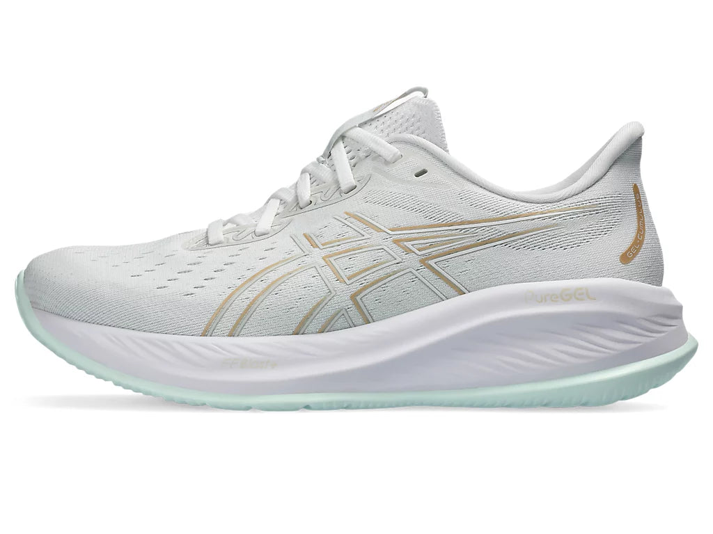 Asics Women's GEL-CUMULUS 26  Running Shoes in White/Pale Mint