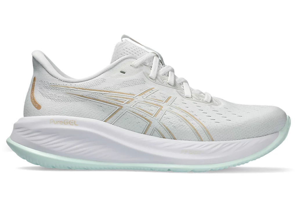 Asics Women's GEL-CUMULUS 26  Running Shoes in White/Pale Mint