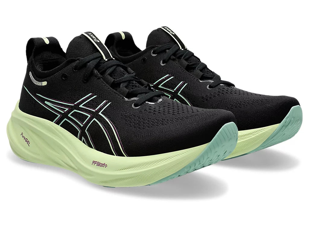 Asics Women's GEL-NIMBUS 26 Running Shoes in Black/Cool Matcha