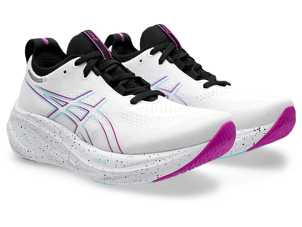 Asics Women's GEL-NIMBUS 26 Running Shoes in White/Soothing Sea