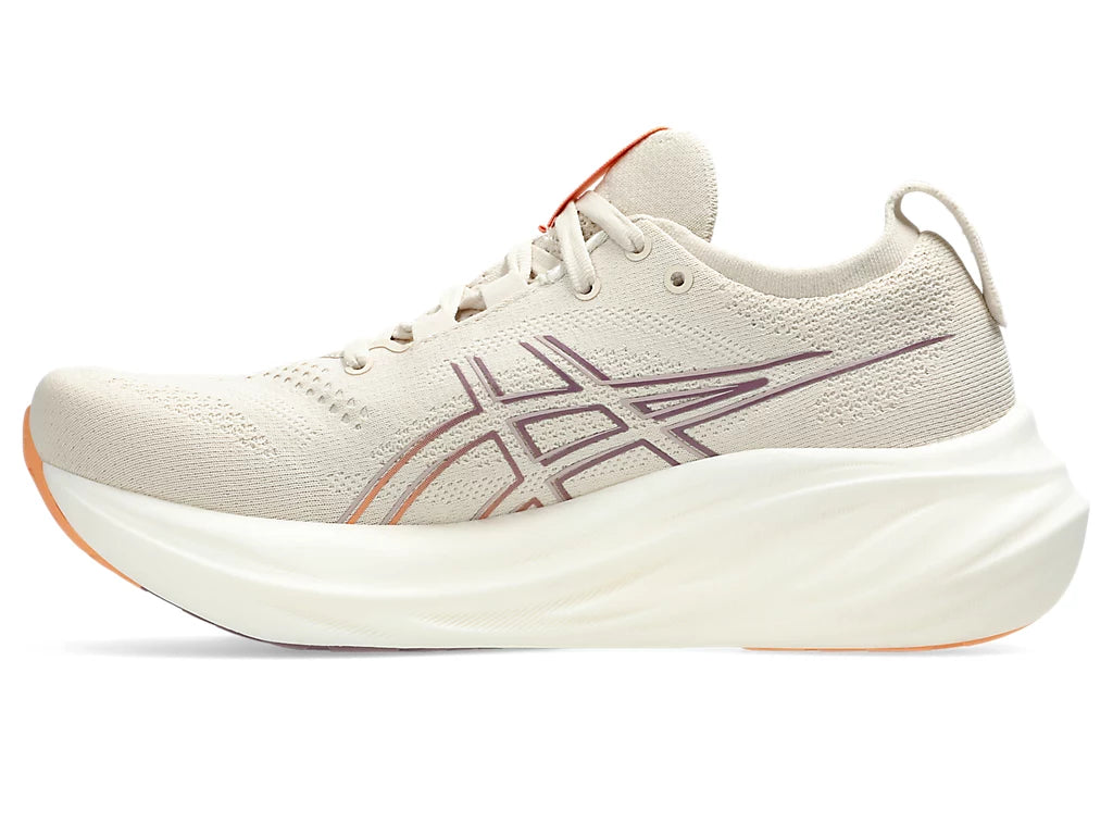 Asics Women's GEL-NIMBUS 26 Running Shoes in Oatmeal/Faded Orange