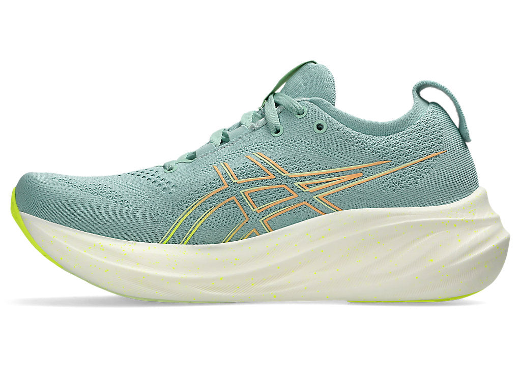 Asics Women's GEL-NIMBUS 26 Running Shoes in Light Celadon/Safety Yellow