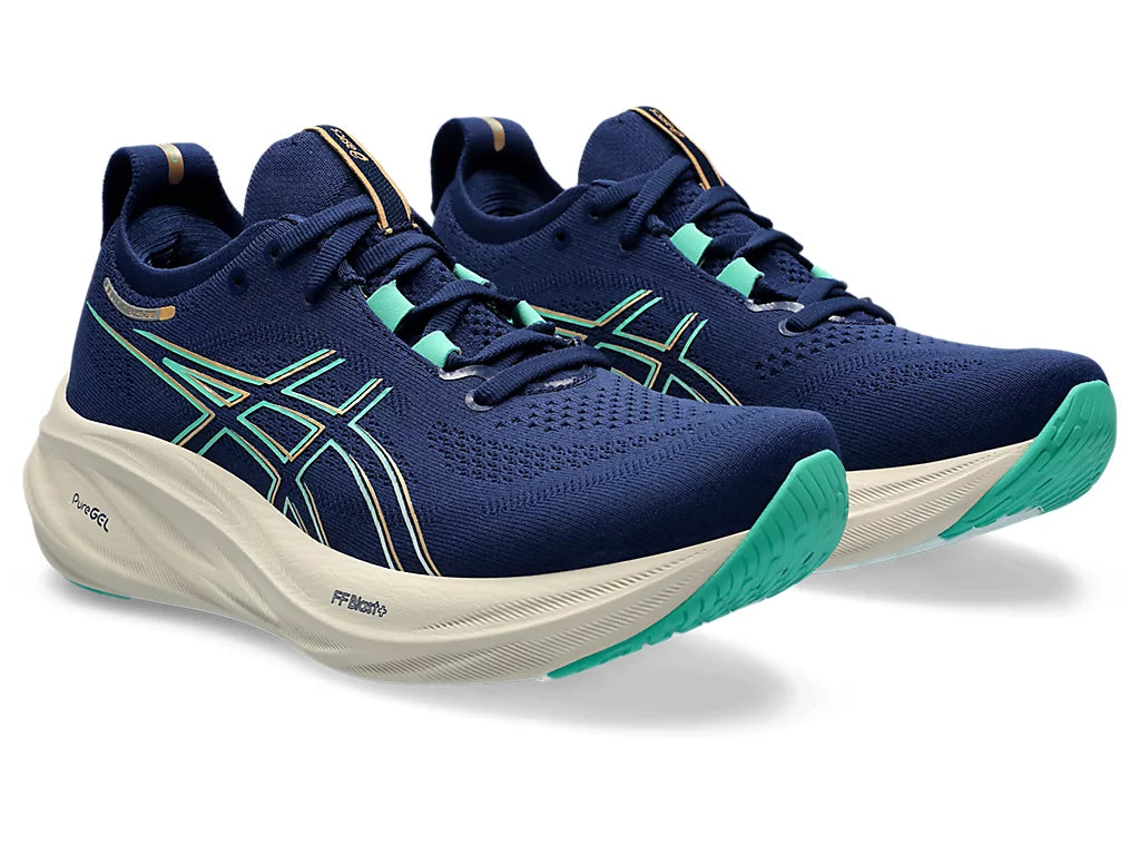 Asics Women's GEL-NIMBUS 26 Running Shoes in Blue Expanse/Aurora Green